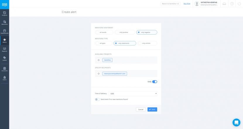 Social-Media-Alarm in SentiOne-loesung erstellen Social-Media-Alarm in SentiOne-loesung erstellen