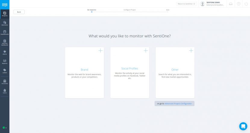 Tworzenie projektu w SentiOne Stwórz projekt monitorowania marki w sieci za pomocą oprogramowania SentiOne